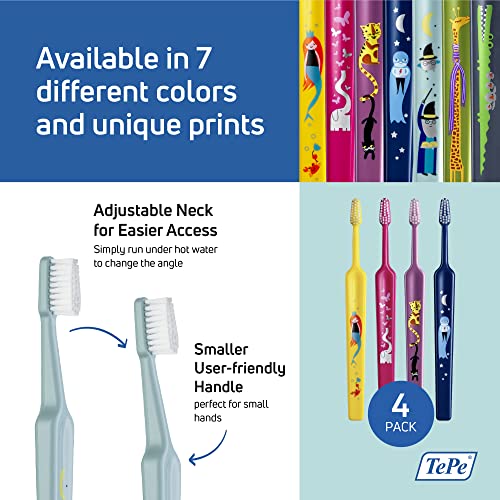 TEPE Kids Toothbrush, Extra Soft Kid and Toddler Toothbrush for Ages 3+, 4 Pack