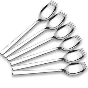 6-pack 18/10 stainless steel sporks for everyday use, back to school lunch supplies camping hiking heavy duty flatware set,7.6-inch (m)