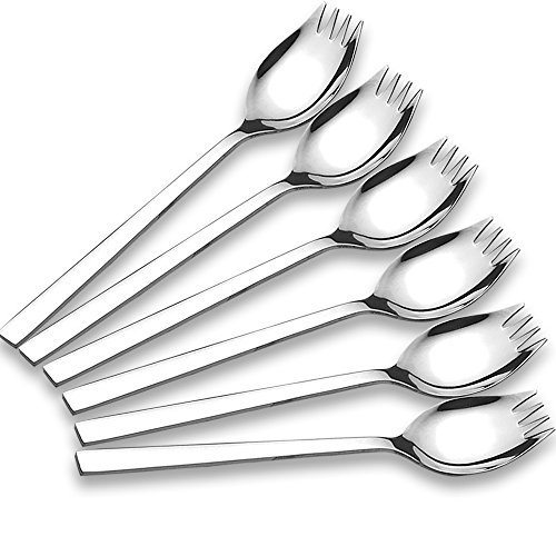 6-pack 18/10 Stainless Steel Sporks for Everyday Use, Back to school lunch supplies Camping Hiking Heavy Duty Flatware set,7.6-inch (M)