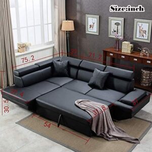 Sofa Sectional Sofa 2 Piece Modern Contemporary for Living Room Futon Sofa Bed Couches and Sofas Sleeper Sofa Modern Sofa Corner Sofa Faux Leather Queen