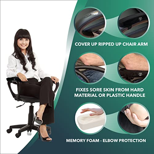 Ergonomic Memory Foam Office Chair Armrest Pads, Comfy Arm Rest Covers for Desk, Gaming, Computer and Wheelchair, offering Elbows and Forearms Pressure Relief (Set of 2)