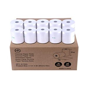 hrywgaa thermal paper rolls 2 1/4" x 50' cash register paper roll (50 rolls)