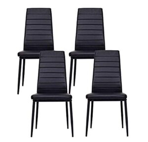 ids online dining side chair with foot pad black modern style pu leather