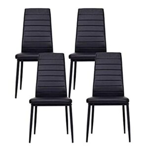 IDS Online Dining Side Chair with Foot Pad Black Modern Style PU Leather