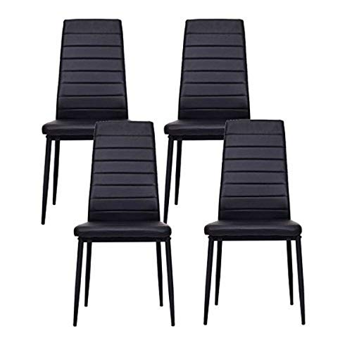 IDS Online Dining Side Chair with Foot Pad Black Modern Style PU Leather