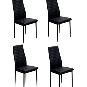 IDS Online Dining Side Chair with Foot Pad Black Modern Style PU Leather