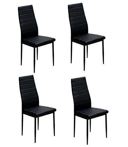 IDS Online Dining Side Chair with Foot Pad Black Modern Style PU Leather