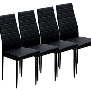 IDS Online Dining Side Chair with Foot Pad Black Modern Style PU Leather