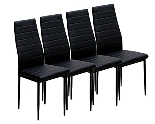 IDS Online Dining Side Chair with Foot Pad Black Modern Style PU Leather