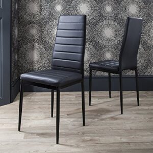 IDS Online Dining Side Chair with Foot Pad Black Modern Style PU Leather