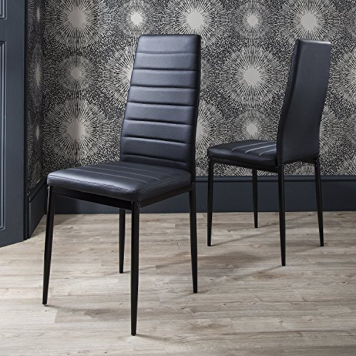 IDS Online Dining Side Chair with Foot Pad Black Modern Style PU Leather