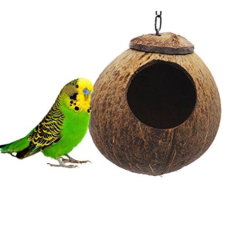 Natural Coconut Hideaway Parrot Birds Toys Decorative Bird Nest Cage House for Pet Parrot Budgies Parakeet Cockatiels Conure Canary Finch Pigeon Cage Hamster Rat (Nest Cage Only)