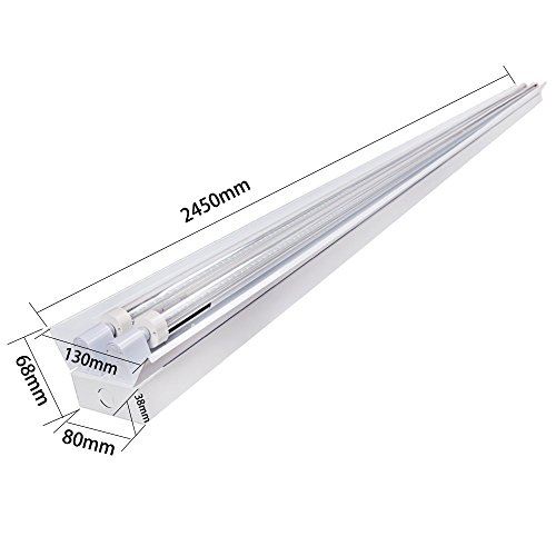 BRILLIHOOD 2-Pack 8FT LED Shop Light, 80W (190W Equiv.), 8000LM LED Garage Light, 6000K (Cool White), T8/T12 Fluorescent Light Fixture for Warehouse, Supermarket, Workshop Office