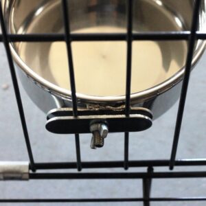 Hypeety Pet Bird Food Feeding and Drinking Hanging Cup Clamp Holder Stainless Steel Hanging Bowl for Parrot Macaw African Greys Budgies Parakeet Cockatiels Conure Lovebirds Finch Pigeon Cage