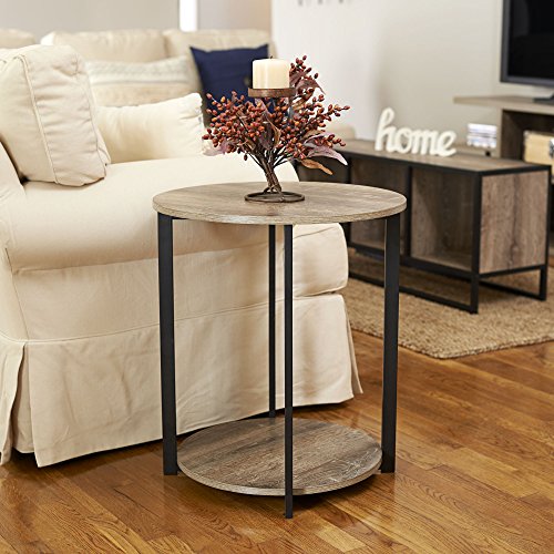 Household Essentials Wooden Side End Table with Storage Shelf | Ashwood