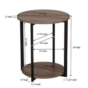 Household Essentials Wooden Side End Table with Storage Shelf | Ashwood