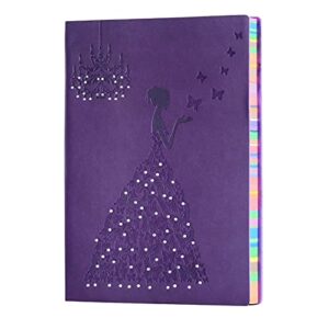 seehan a5 lined notebook planner travel journal leather notebook for girls women princess butterfly journal notebook diary, a5 ruled writing notebook lined note pads purple journal 240 pages