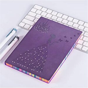 SEEHAN A5 Lined Notebook Planner Travel Journal Leather Notebook for Girls Women Princess Butterfly Journal Notebook Diary, A5 Ruled Writing Notebook Lined Note Pads Purple Journal 240 Pages