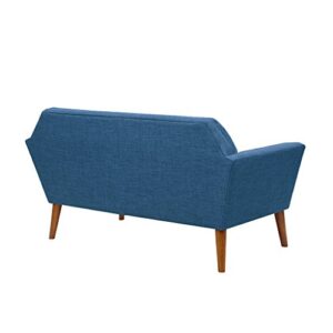 INK+IVY Newport Accent Armchair-Solid Wood Frame, Flare Arm Family Loveseat Settee Modern Mid-Century Style Living Room Sofa Furniture, 59" Wide, Blue