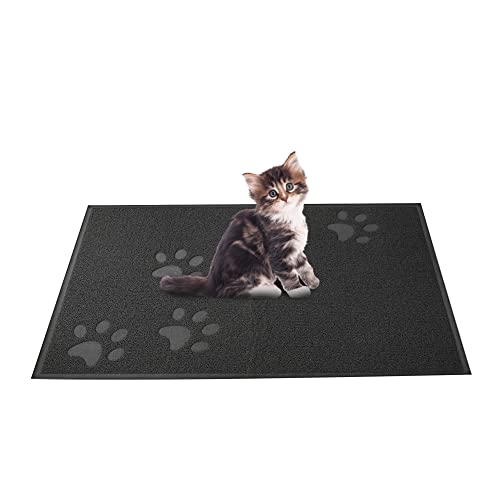 ANDALUS Cat Litter Mat - Kitty Litter Trapping Mat for Litter Boxes - Kitty Litter Mat to Trap Mess, Scatter Control - Washable Indoor Pet Rug and Carpet - Grey, Small (15.75" x 11.75")