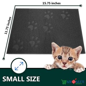 ANDALUS Cat Litter Mat - Kitty Litter Trapping Mat for Litter Boxes - Kitty Litter Mat to Trap Mess, Scatter Control - Washable Indoor Pet Rug and Carpet - Grey, Small (15.75" x 11.75")