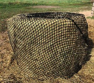 tech equestrian upgraded 4-5mm thick round bale slow feed hay net 5x4 (hole_size_2.5" inches)