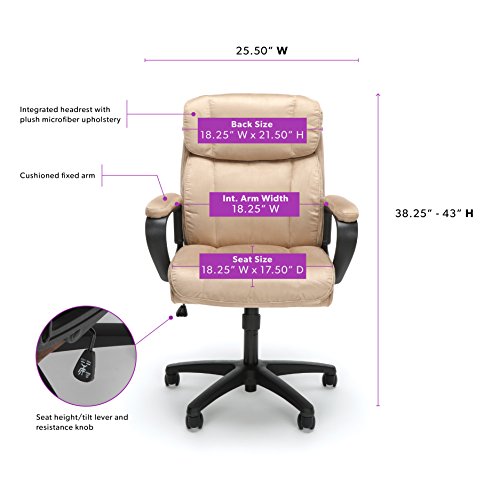 OFM ESS Collection Plush Microfiber Office Chair, in Tan (ESS-3082-TAN)