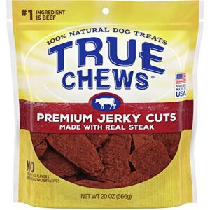blue buffalo true chews premium jerky cuts natural dog treats, steak 20 oz bag