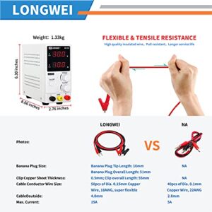 DC Power Supply Variable,0-30 V / 0-10 A LW-K3010D Adjustable Switching Regulated Power Supply Digital,with Alligator Leads US Power Cord Used for Spectrophotometer and lab Equipment Repair