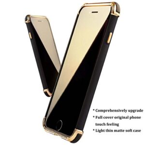 iPhone 7 Case, iPhone 8 Case, Ultra Thin Flexible Soft iPhone 8 Matte Case, Luxury 3 in 1 Slim Fit Electroplated Shockproof Phone Case for iPhone 7/ iPhone 8 (Black)