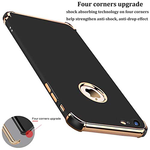 iPhone 7 Case, iPhone 8 Case, Ultra Thin Flexible Soft iPhone 8 Matte Case, Luxury 3 in 1 Slim Fit Electroplated Shockproof Phone Case for iPhone 7/ iPhone 8 (Black)