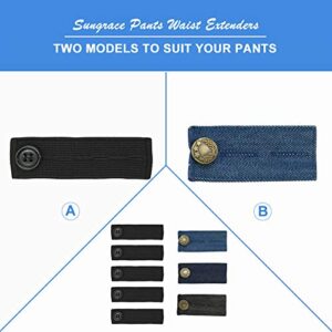 Adjustable Elastic Pants Waist Extenders and Jeans Extender (8 Pack)