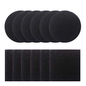 dlazm bin, 12 pieces compost pail replacement filters 6 round and 6 square (black), 6.5 inch diameter measures 4.75 inch