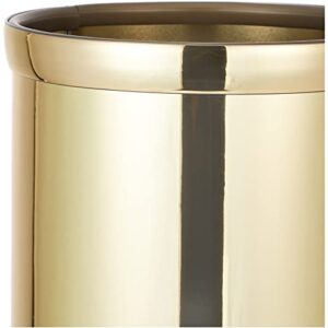 Kraftware Mylar Round Wastebasket, 8 Quart, Polished Brass Color