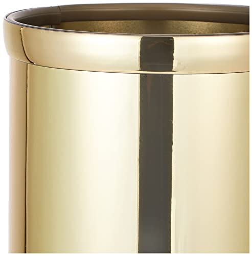 Kraftware Mylar Round Wastebasket, 8 Quart, Polished Brass Color