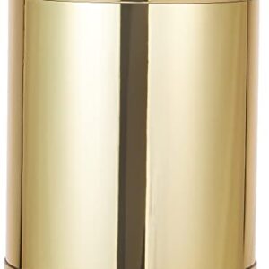 Kraftware Mylar Round Wastebasket, 8 Quart, Polished Brass Color