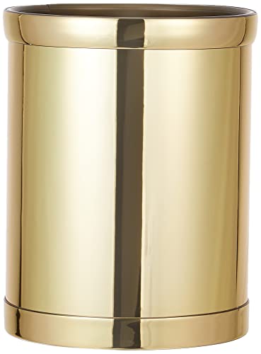 Kraftware Mylar Round Wastebasket, 8 Quart, Polished Brass Color