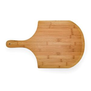 camco bamboo pizza peel, charcuterie with handle - pizza & bread serving or baking board | cutting board & serving tray for fruit, vegetables and cheese - (53000)