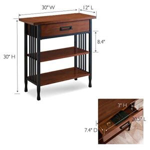 Leick Home SINCE 1912 Ironcraft Foyer Bookcase with Drawer Storage