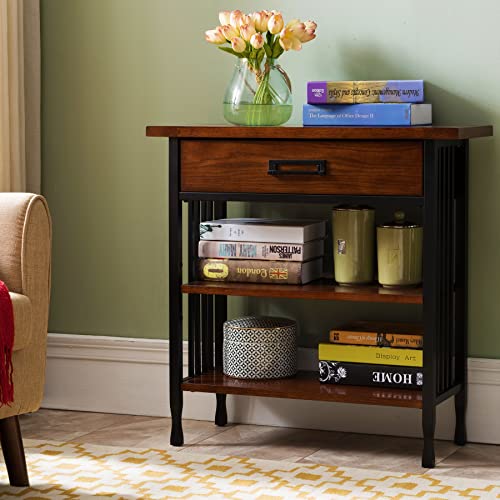 Leick Home SINCE 1912 Ironcraft Foyer Bookcase with Drawer Storage