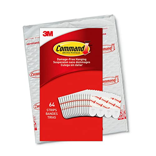 Command Small Refill Strips, White, 64-Strips - Easy to Open Packaging