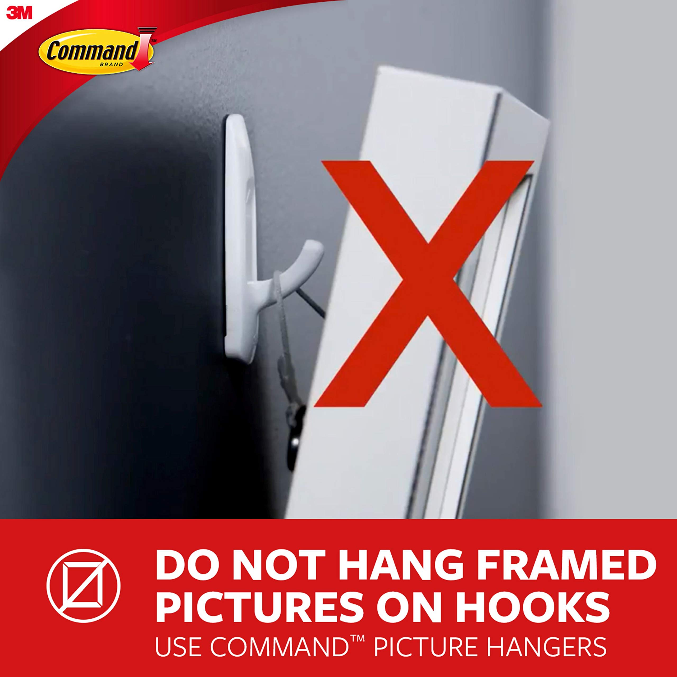 Command Sawtooth Picture Hangers, Damage Free Hanging Frame Hangers, No Tools Wall Hooks for Hanging Dorm Room Decorations in Sawtooth Frames, 4 White Picture Frame Hangers and 8 Command Strips