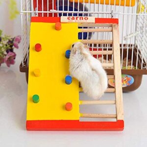 Hypeety Pet Hamster Colorful Wooden Climbing Wall and Ladder Molar Gerbil Rat Chinchillas Guinea Pig Small Animal Toy