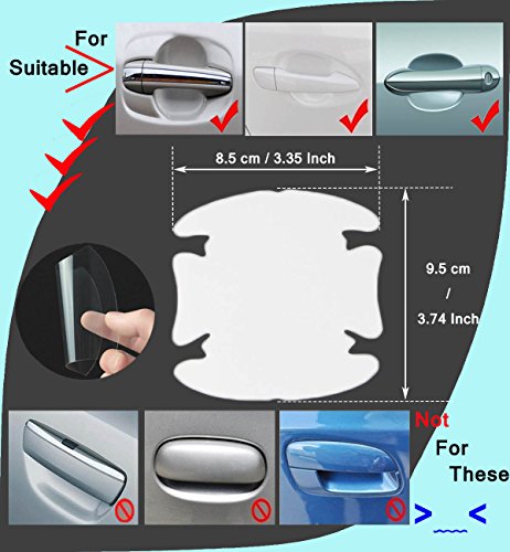 Younglingn 12 Pcs Universal Transparent Invisible Car Door Handle Scratches Protective Films Clear Side Sticker Scratches Car Door Protector Films