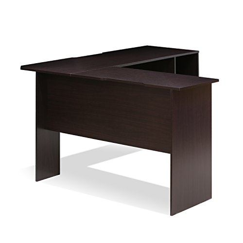 Furinno Indo L-Shaped Computer Desk with Bookshelf, Espresso