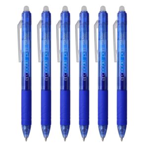 ParKoo Retractable Erasable Gel Pens Clicker, Fine Point 0.7mm, Make Mistake Disappear, Blue Ink for Note Taking and Crossword Puzzles, 6-Pack