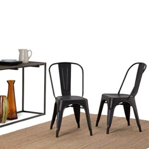 SIMPLIHOME Fletcher Industrial Metal Dining Side Chair (Set of 2) in Distressed Black, Copper, Fully Assembled, For the Dining Room