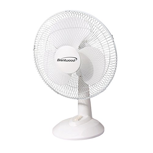 Brentwood Kool Zone F-12DW 3-Speed 12-Inch 32-Watt Oscillating Desk Fan