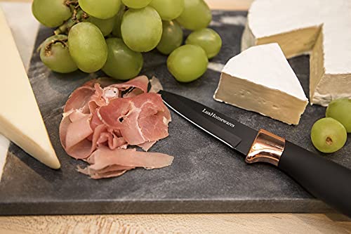 6 Piece Knife Set | 5 Beautiful Rose Gold Knives with Knife Block | Sharp Kitchen Knife Sets | Multiple Size, All Purpose Kitchen Knives | 8” Chef, Bread, & Carving Knife | Utility & Paring Knife