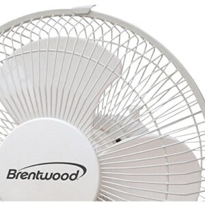 Brentwood Kool Zone F9DW 9" Oscillating Desk Fan, One Size, White